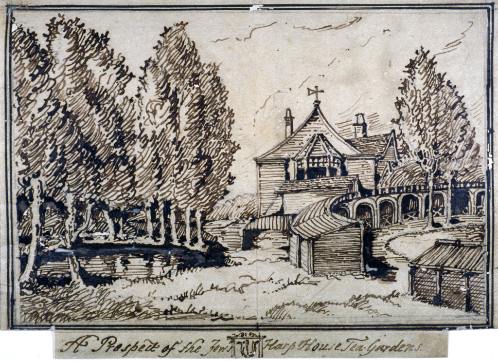 Detail of The Jew's Harp Public House tea gardens near the top of Portland Place, Marylebone, London by Anonymous