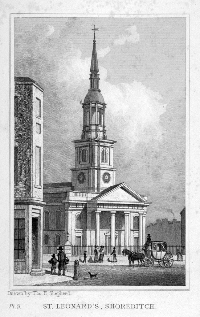 Detail of View from the west of St Leonard's Church, Shoreditch, London by Anonymous