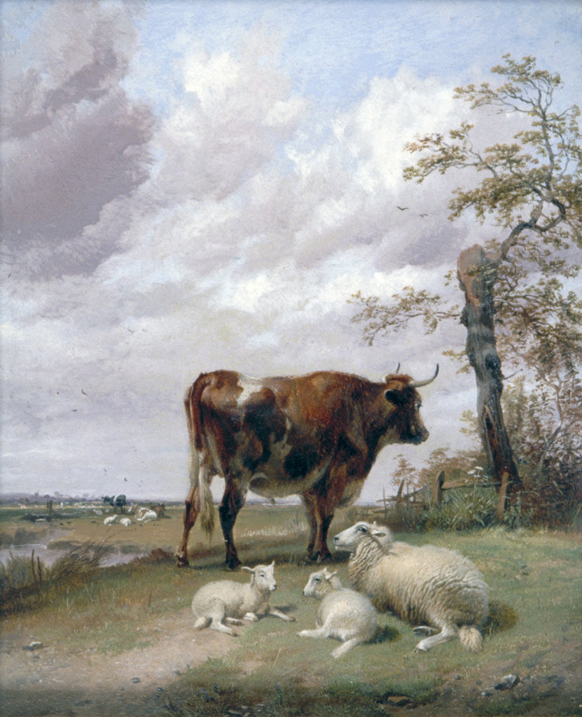Detail of Canterbury Meadows by Thomas Sidney Cooper