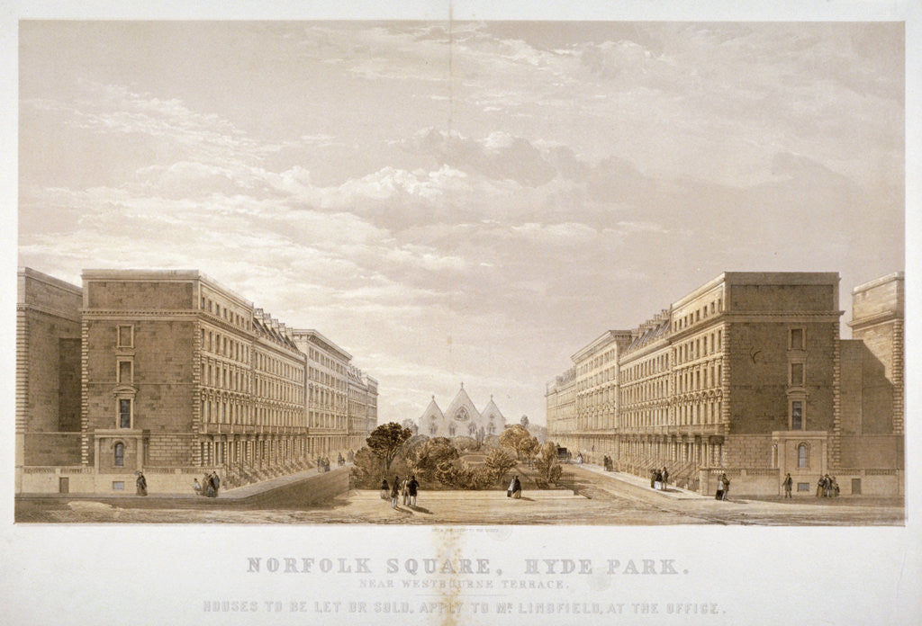 Detail of House agent's advertisement for properties in Norfolk Square, Paddington, London by Day & Son