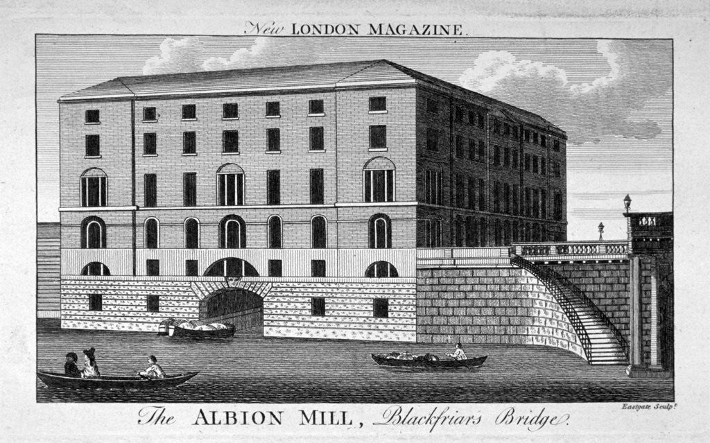 Detail of View of Albion Mill, Southwark, from the Thames by Eastgate