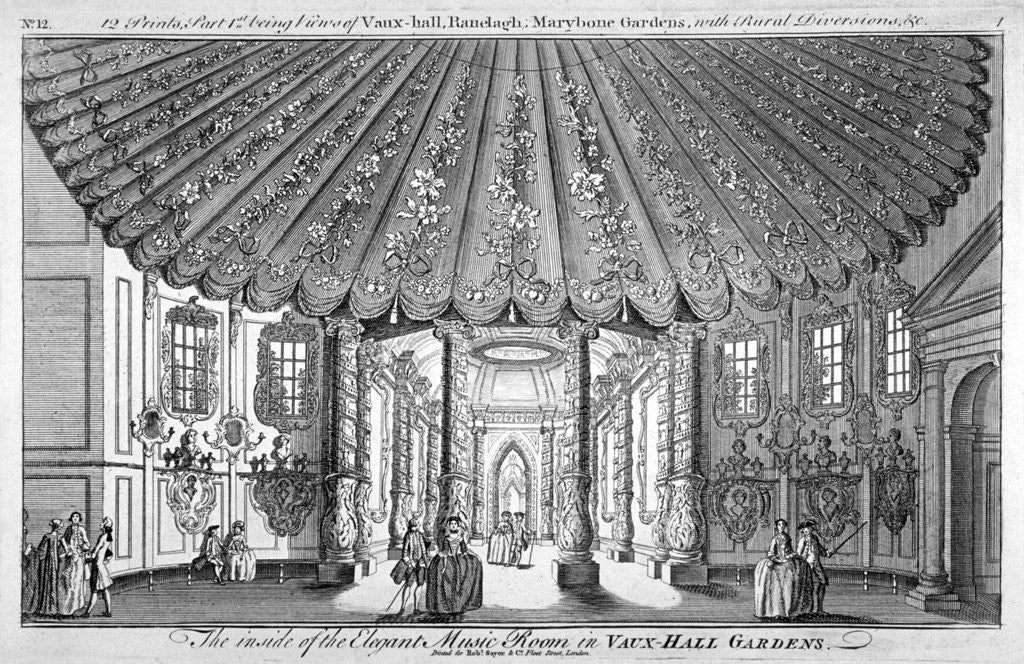 Detail of Interior view of the music room in Vauxhall Gardens, Lambeth, London by Anonymous