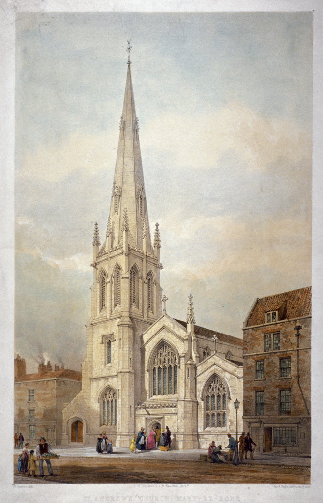 Detail of St Andrew's Church, Wells Street, Marylebone, London by Day & Haghe