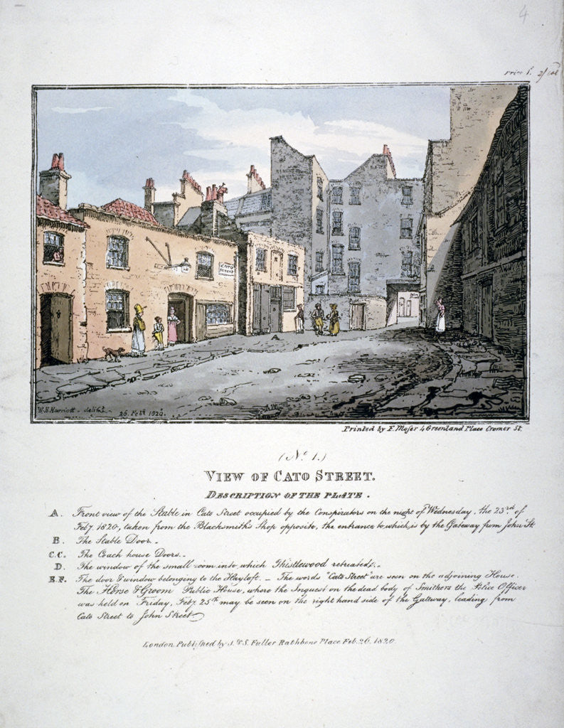 Detail of Cato Street, Marylebone, London by F Moser