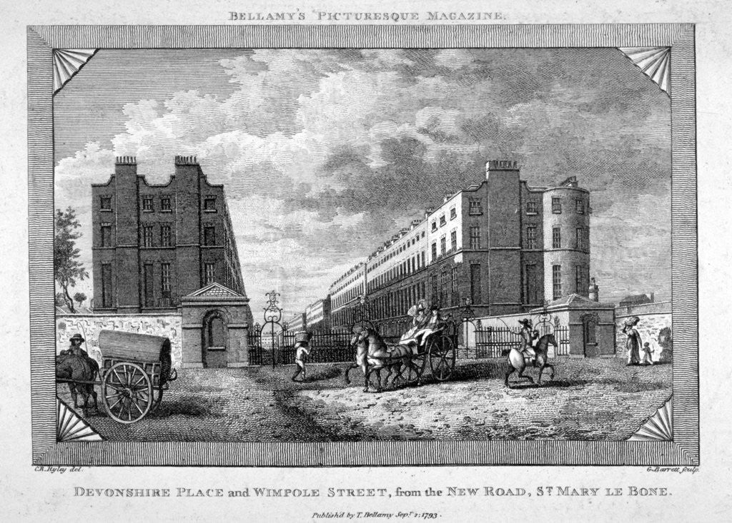 Detail of Devonshire Place and Wimpole Street, Marylebone, London by G Barratt