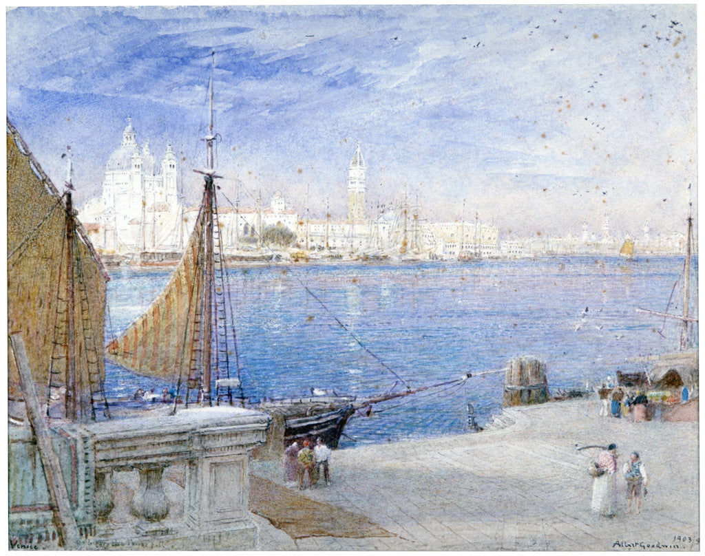 Detail of Venice, before the Campanile fell by Albert Goodwin
