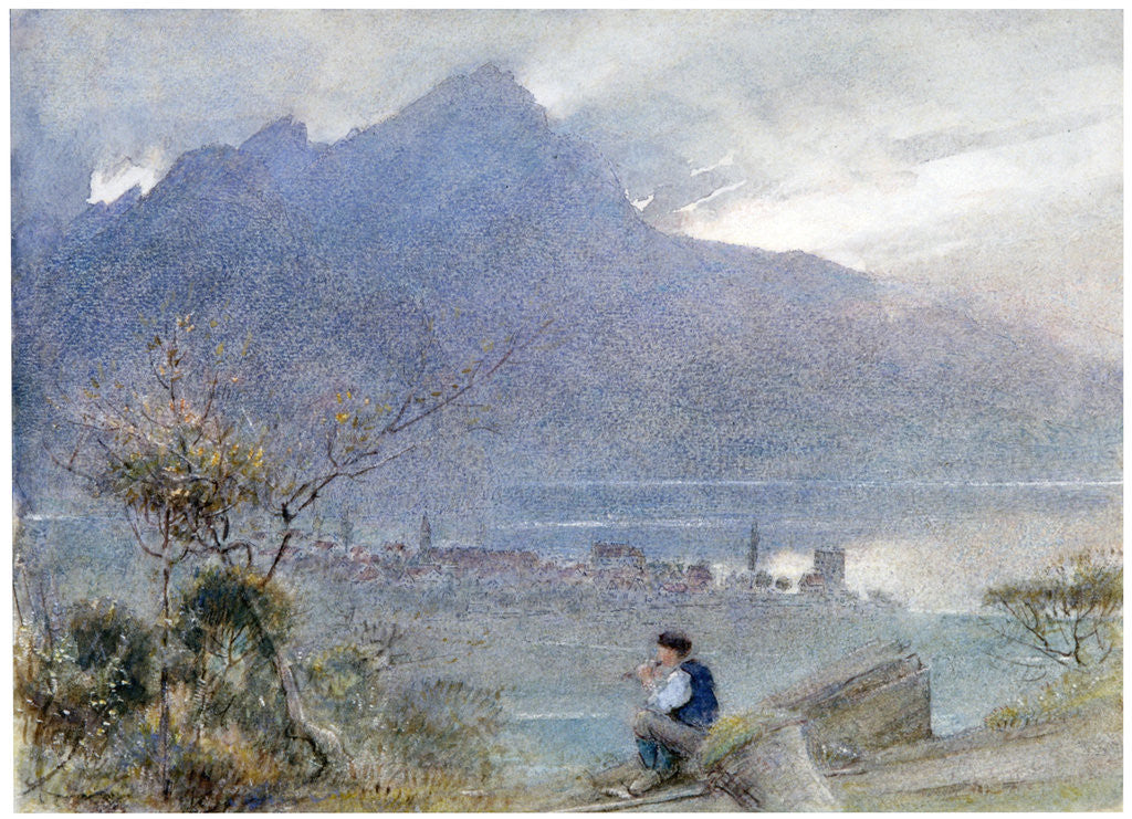 Detail of Stansstad and the Pilatus, Switzerland by Albert Goodwin