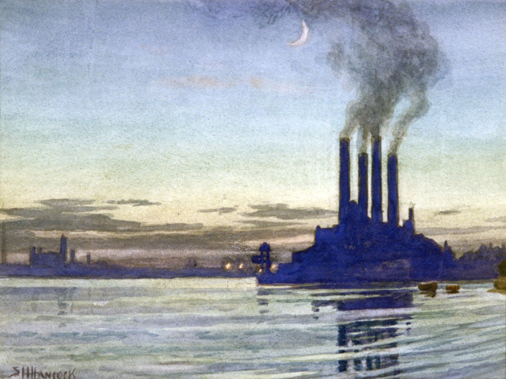 Detail of Lots Road Power Station - Evening by Samuel Harry Hancock