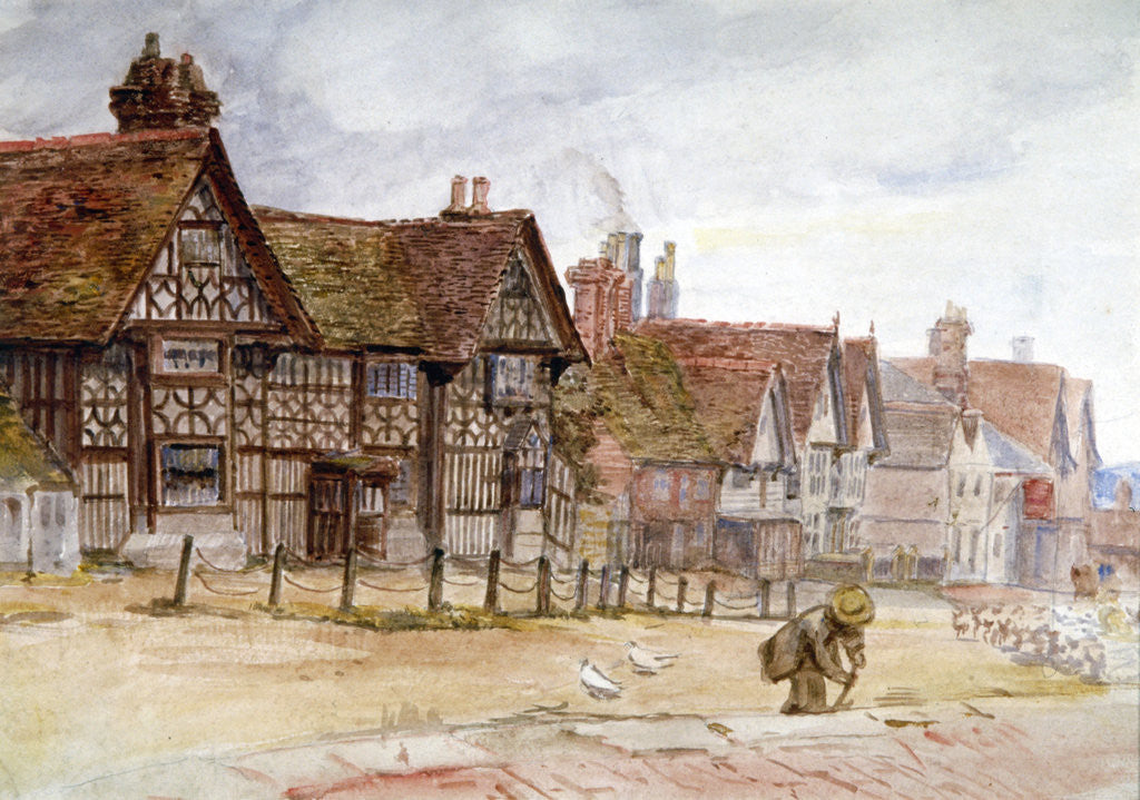 Detail of Village Street with Tudor Houses by Anna Lea Merritt