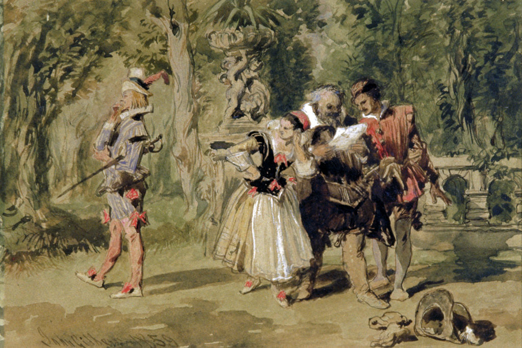 Detail of Sir Andrew Aguecheek Writes a Challenge by Sir John Gilbert