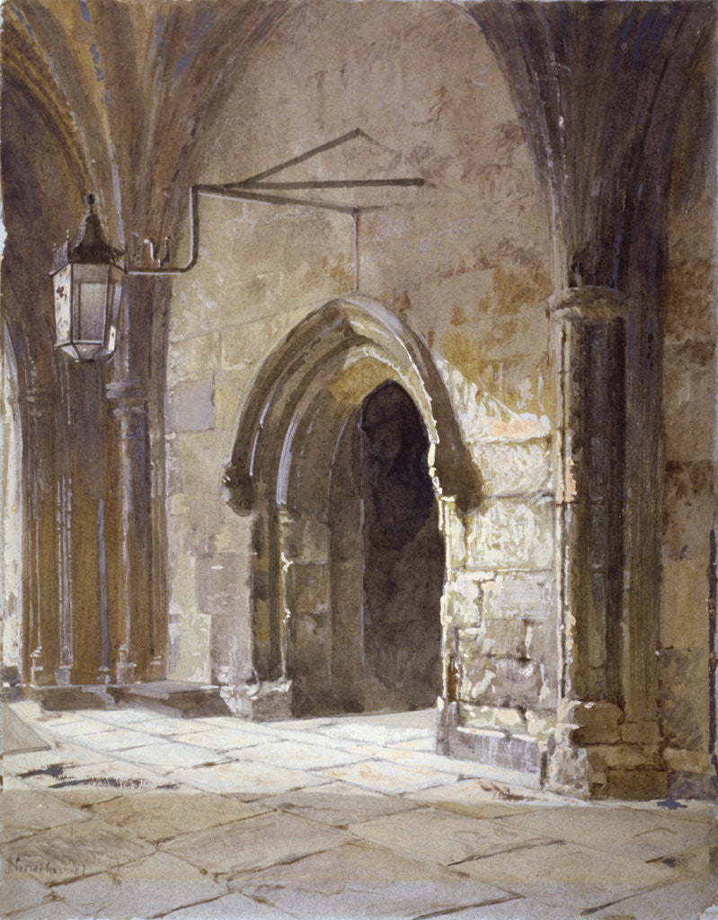 Detail of Entrance to the cloisters from Dean's Court, Westminster Abbey, London by John Crowther
