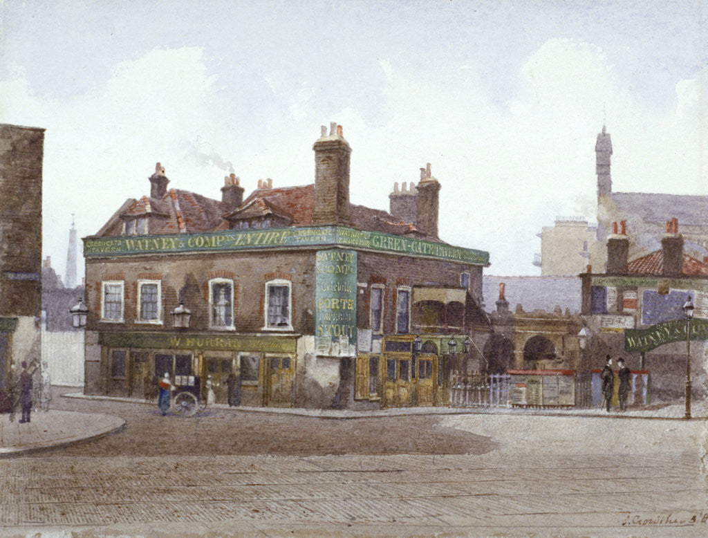 Detail of Green Gate Tavern at the junction of City Road and Bath Street, London by John Crowther