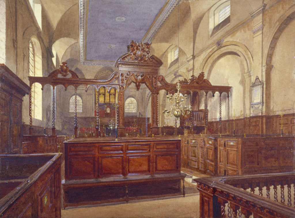 Detail of Interior of the Church of All Hallows the Great, City of London by John Crowther
