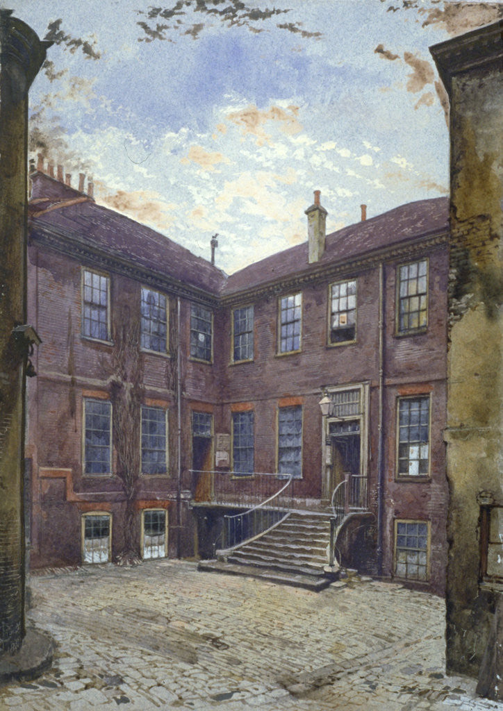Detail of View of an old house in Great Winchester Street, City of London by John Crowther