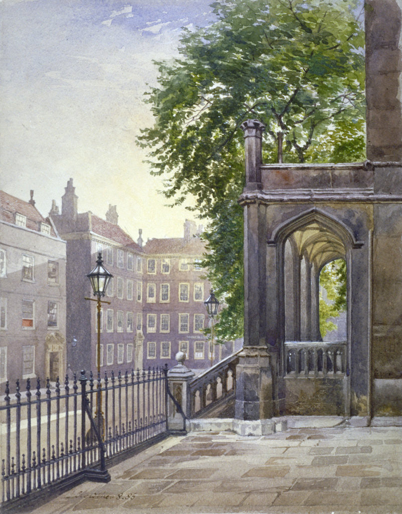 Detail of View of the entrance to Gray's Inn Hall, South Square, London by John Crowther