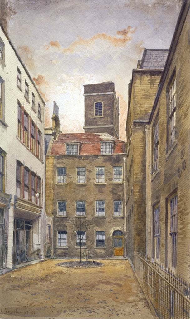 Detail of Tower of the Church of St Matthew, Friday Street as seen from Fountain Court, London by John Crowther