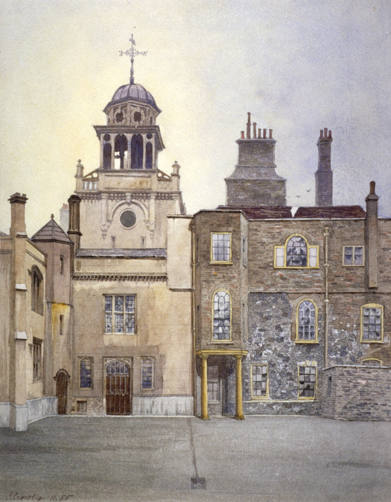 Detail of View of the north side of Chapel Tower, Charterhouse, London by John Crowther