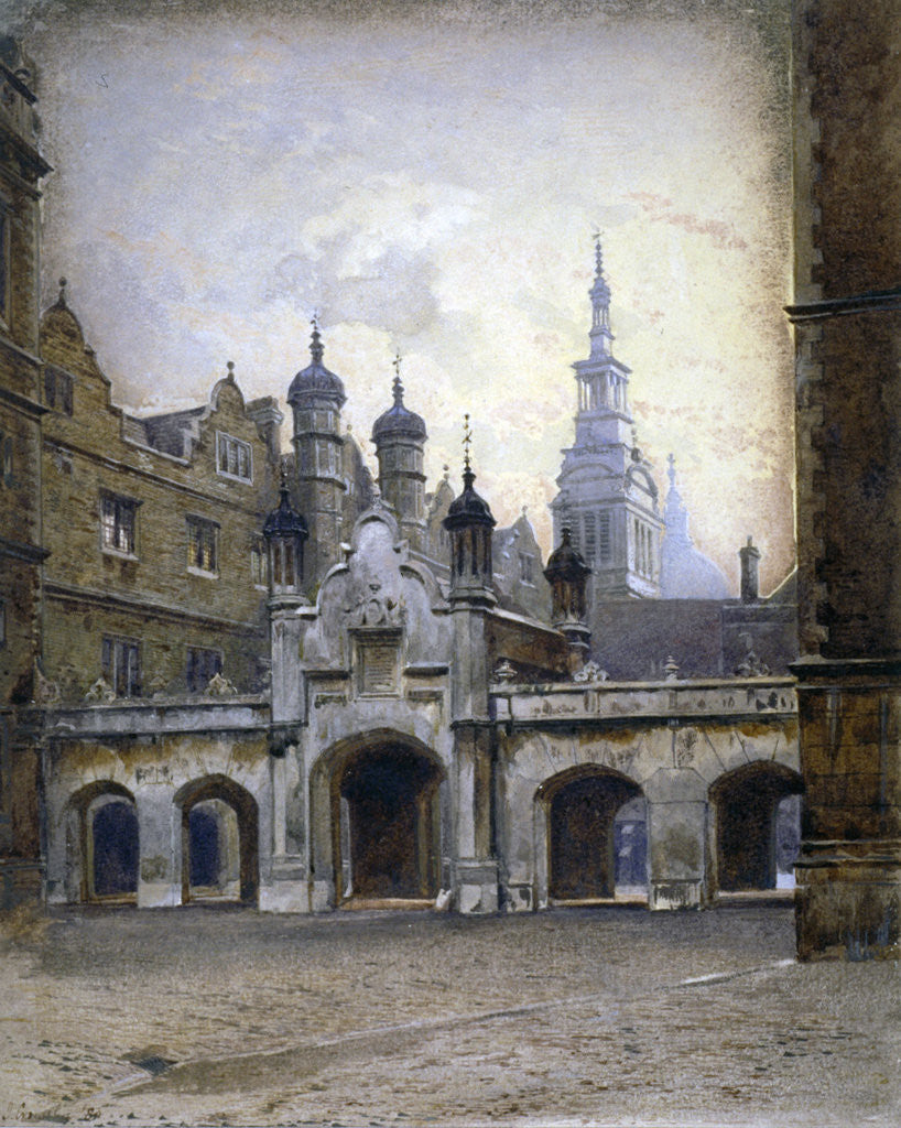 Detail of View of the new cloister in Christ's Hospital, Newgate Street, City of London by John Crowther