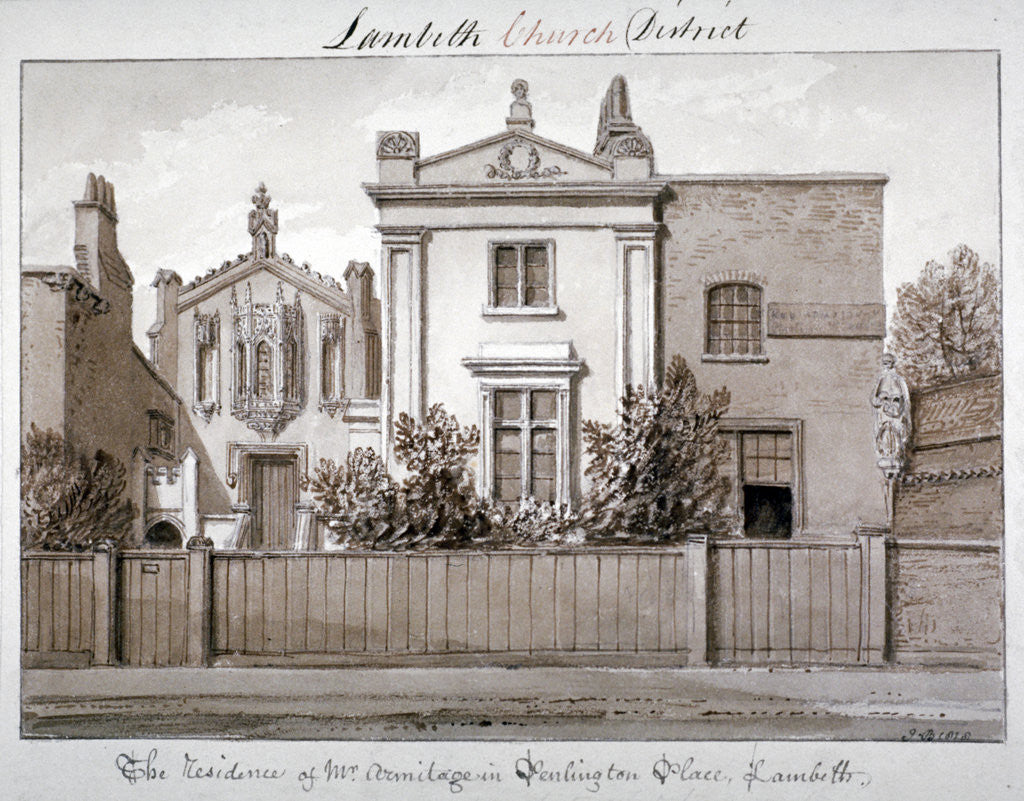 Detail of Mr Armitage's residence in Penlington Place, Lambeth, London by John Chessell Buckler