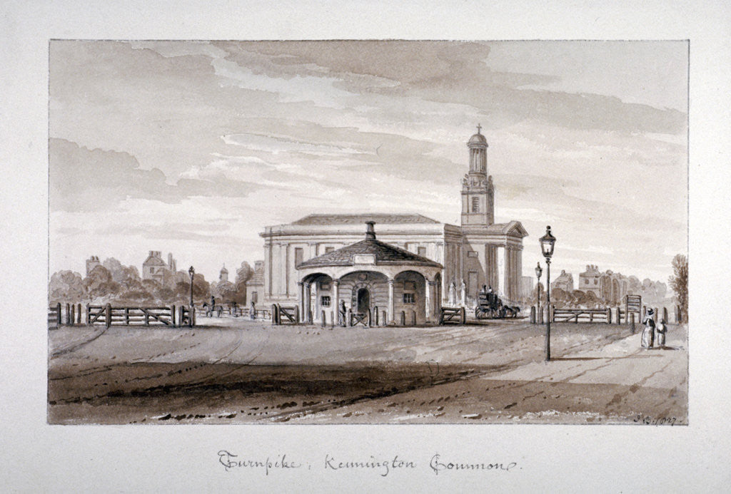 Detail of View of a turnpike at Kennington Common, Lambeth, London by John Chessell Buckler