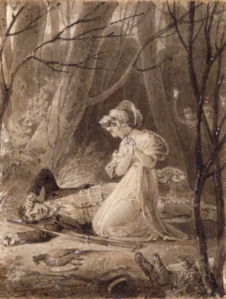 Detail of Scene from George Crabbe's Tales of the hall by Henry Corbould