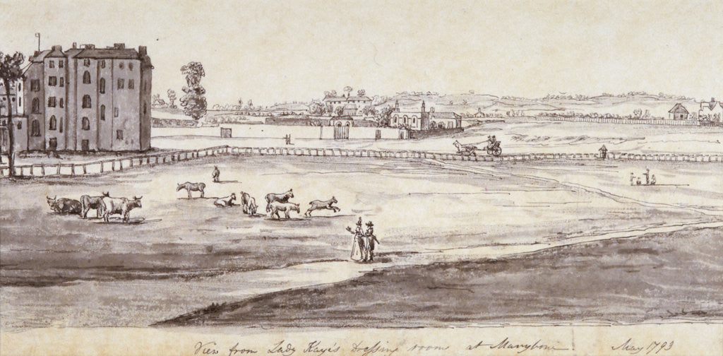 Detail of View from Lady Kaye's Dressing Room at Marylebone by Samuel Hieronymus Grimm