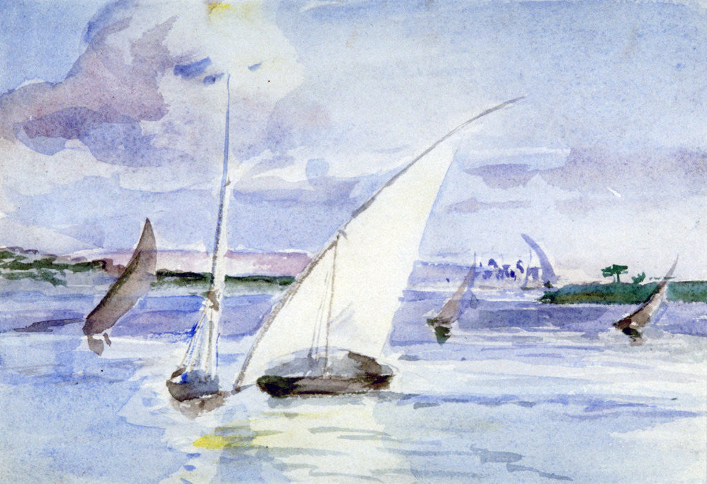 Detail of A Lake with Sailing Boats by Anna Lea Merritt