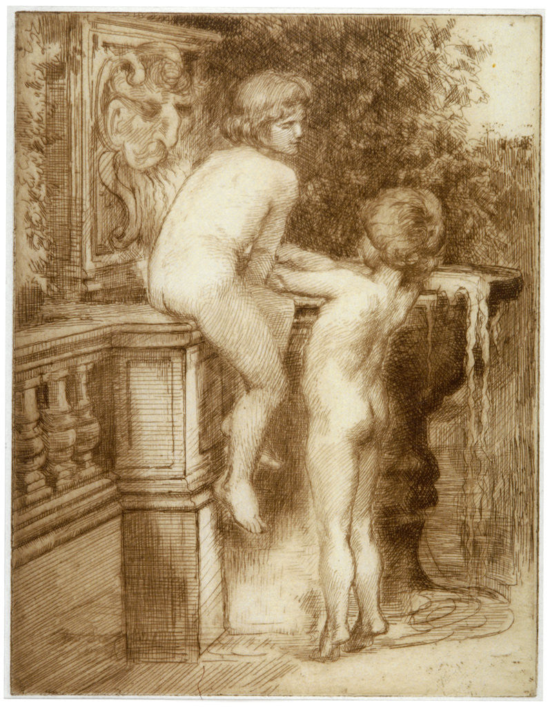 Detail of Two Boys at a Water Fountain by Anna Lea Merritt