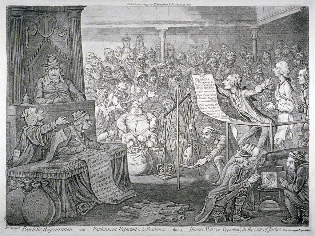 Detail of Scene inside the House of Commons, Westminster, London by James Gillray