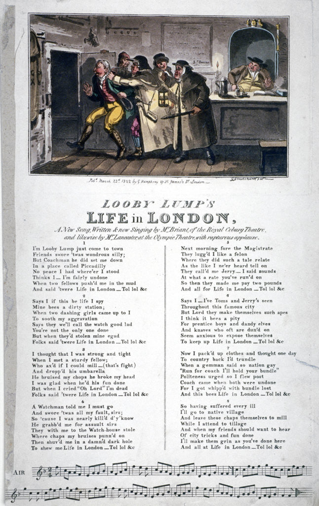 Detail of Looby Lump's life in London, a new song... by George Cruikshank