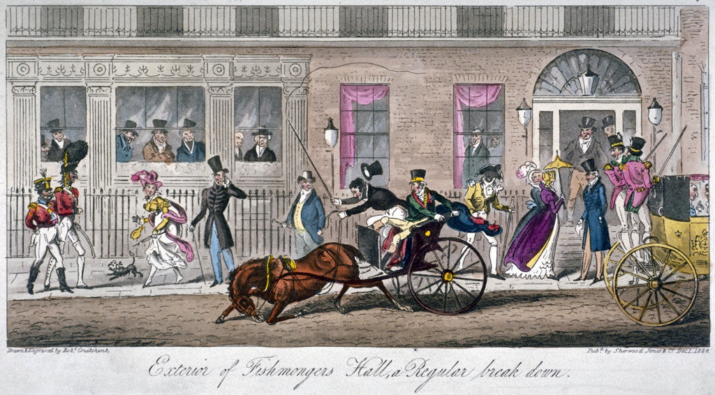 Detail of Exterior of Fishmongers Hall, a Regular break down by Isaac Robert Cruikshank
