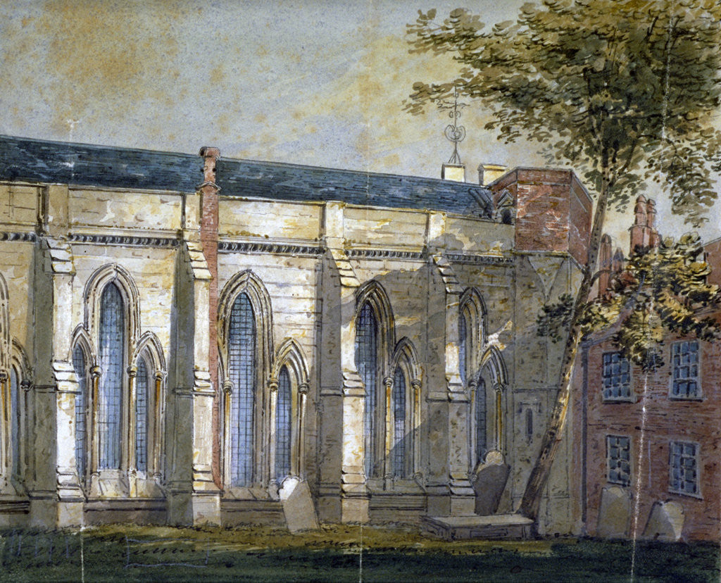 Detail of View of Temple Church, London by William Pearson