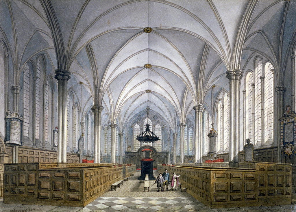 Detail of Interior view of Temple Church, London by George Shepherd