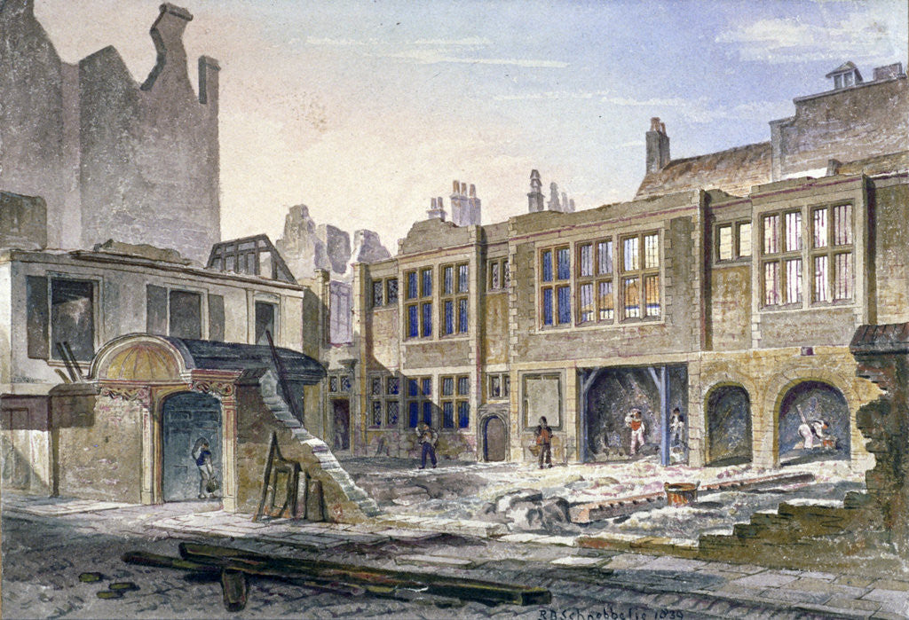 Detail of View of the demolition of Winchester Place, London by Robert Blemmell Schnebbelie