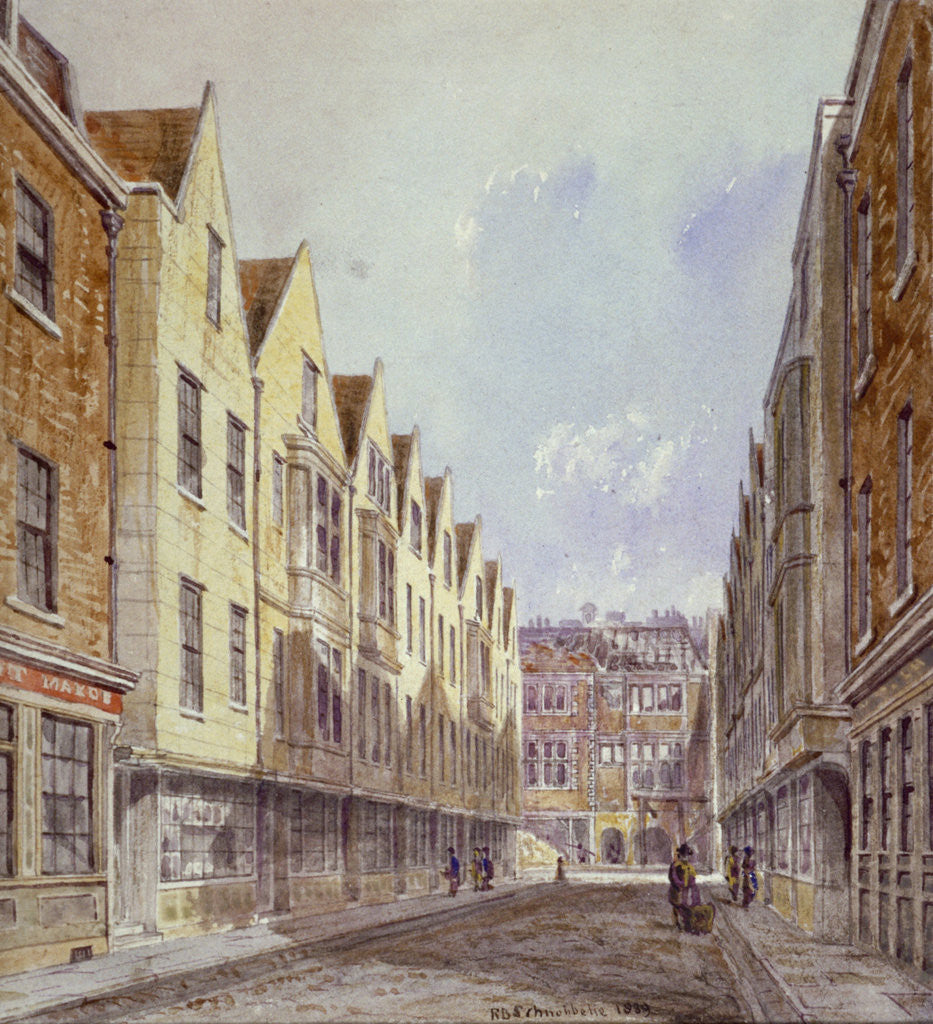 Detail of View of Great Winchester Street with Winchester Place visible in the distance, London by Robert Blemmell Schnebbelie