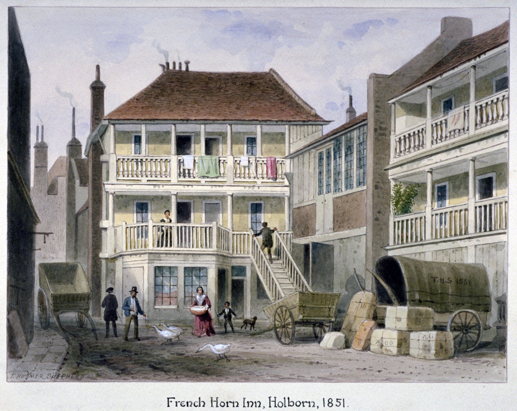 Detail of The French Horn Inn, Holborn, London by Thomas Hosmer Shepherd