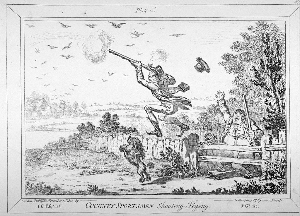 Detail of Cockney-sportsmen shooting flying by James Gillray