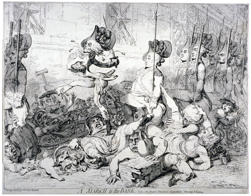 Detail of A march to the Bank, vide the Strand, Fleet Street, Cheapside &c morning & evening by James Gillray