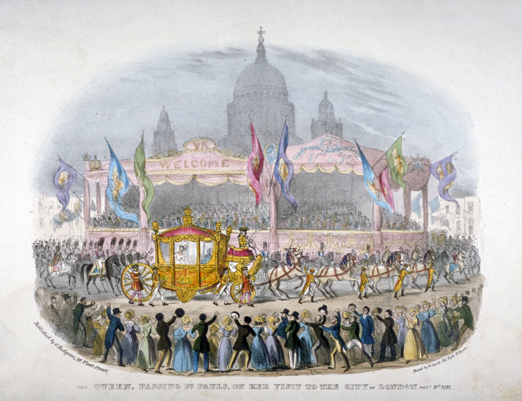 Detail of Royal coach passing St Paul's Cathedral, City of London by Anonymous