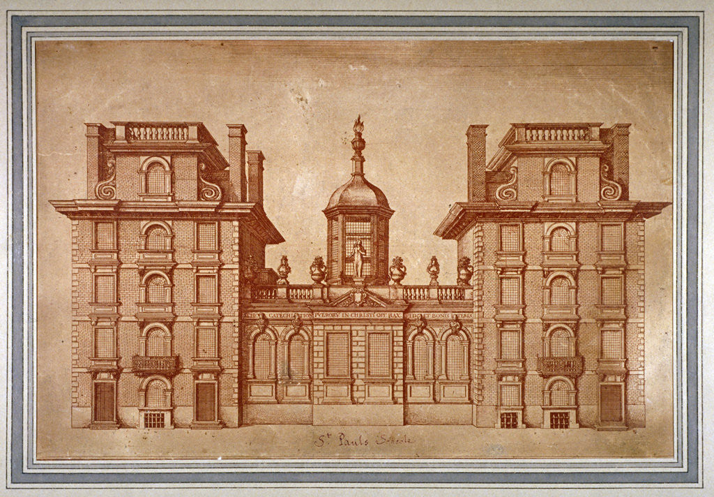Detail of View of St Paul's School, City of London by Anonymous