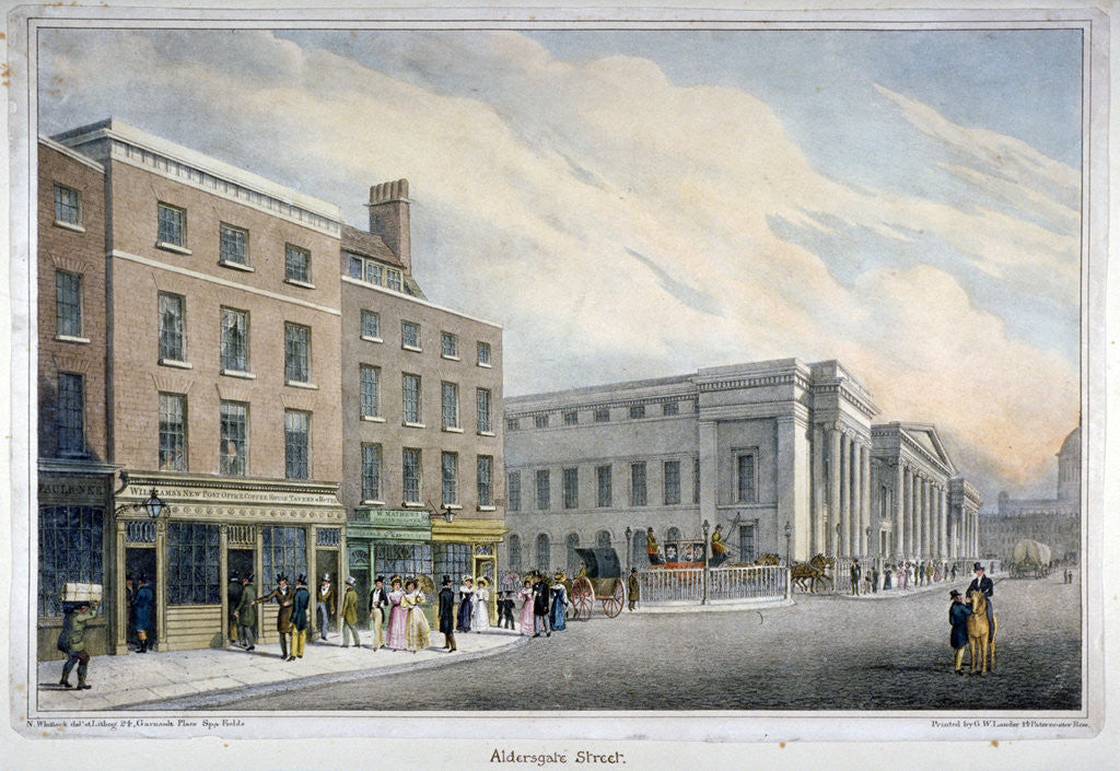 Detail of Aldersgate Street, City of London by Nathaniel Whittock