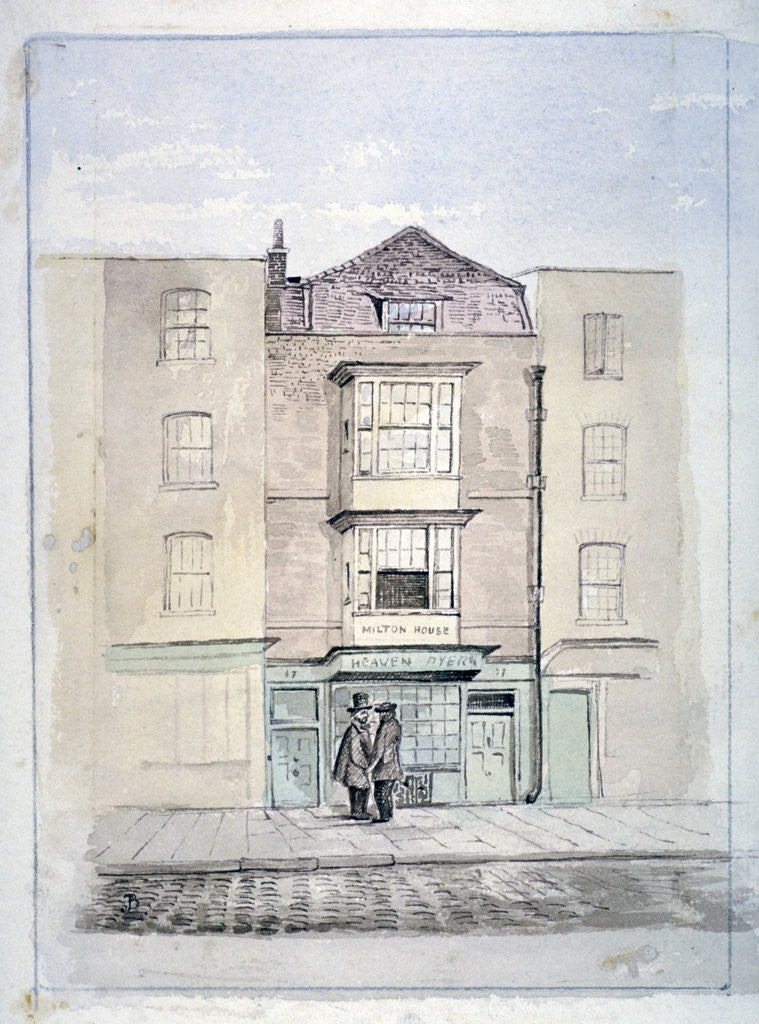 View of Milton's house in Barbican, City of London by J Benny
