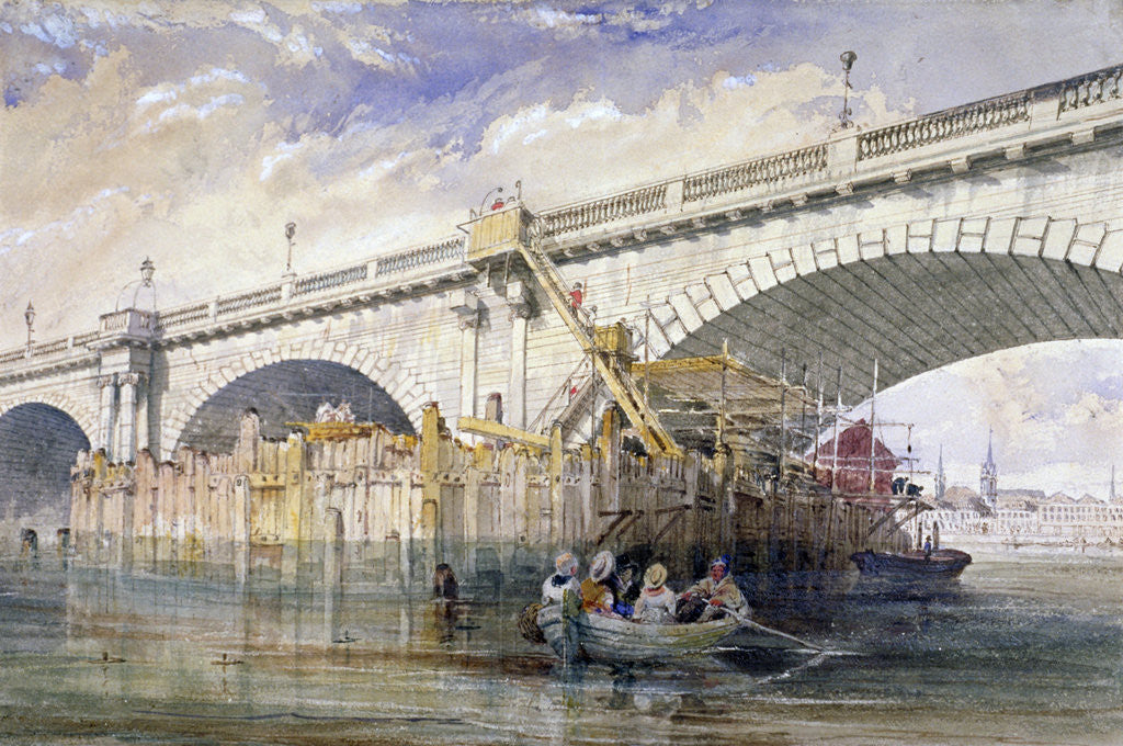 Detail of Coffer dam erected for repairing the pier of Blackfriars Bridge, London by Clarkson Stanfield