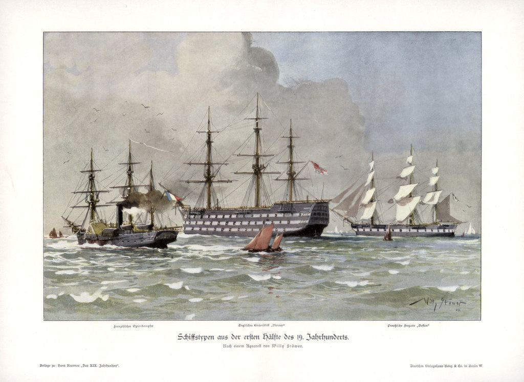 Detail of Ship types from the first half of the 19th century by Willy Stower