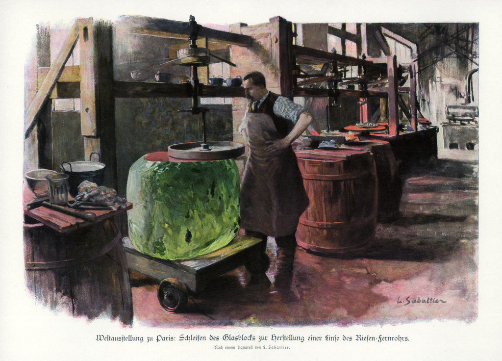 Detail of Lens manufacture, Paris World Exposition by L Sabattier