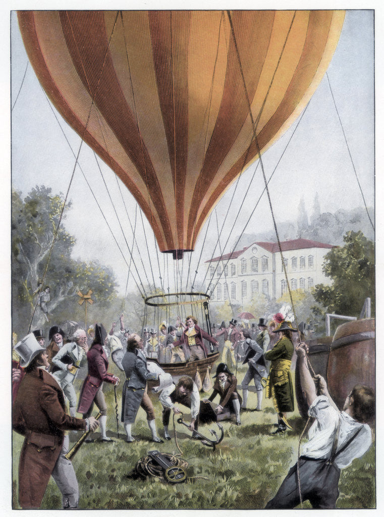Detail of Joseph Louis Gay-Lussac's hot air balloon ascent, Paris, September 1804 by Anonymous