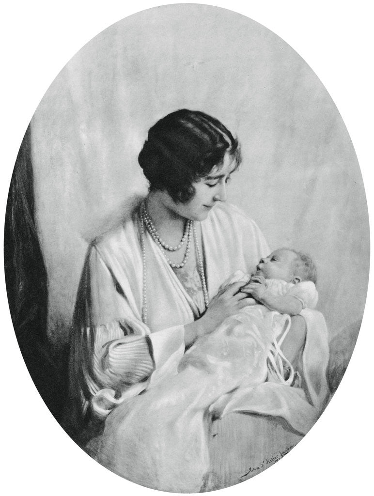 Detail of Queen Elizabeth with Princess Elizabeth in 1926 by John Saint-Helier Lander
