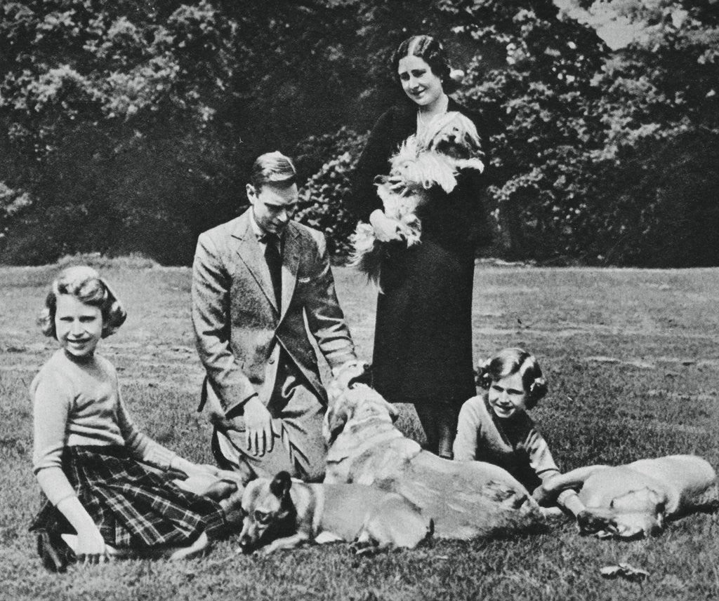 Detail of Royal family as a happy group of dog lovers by Michael Chance