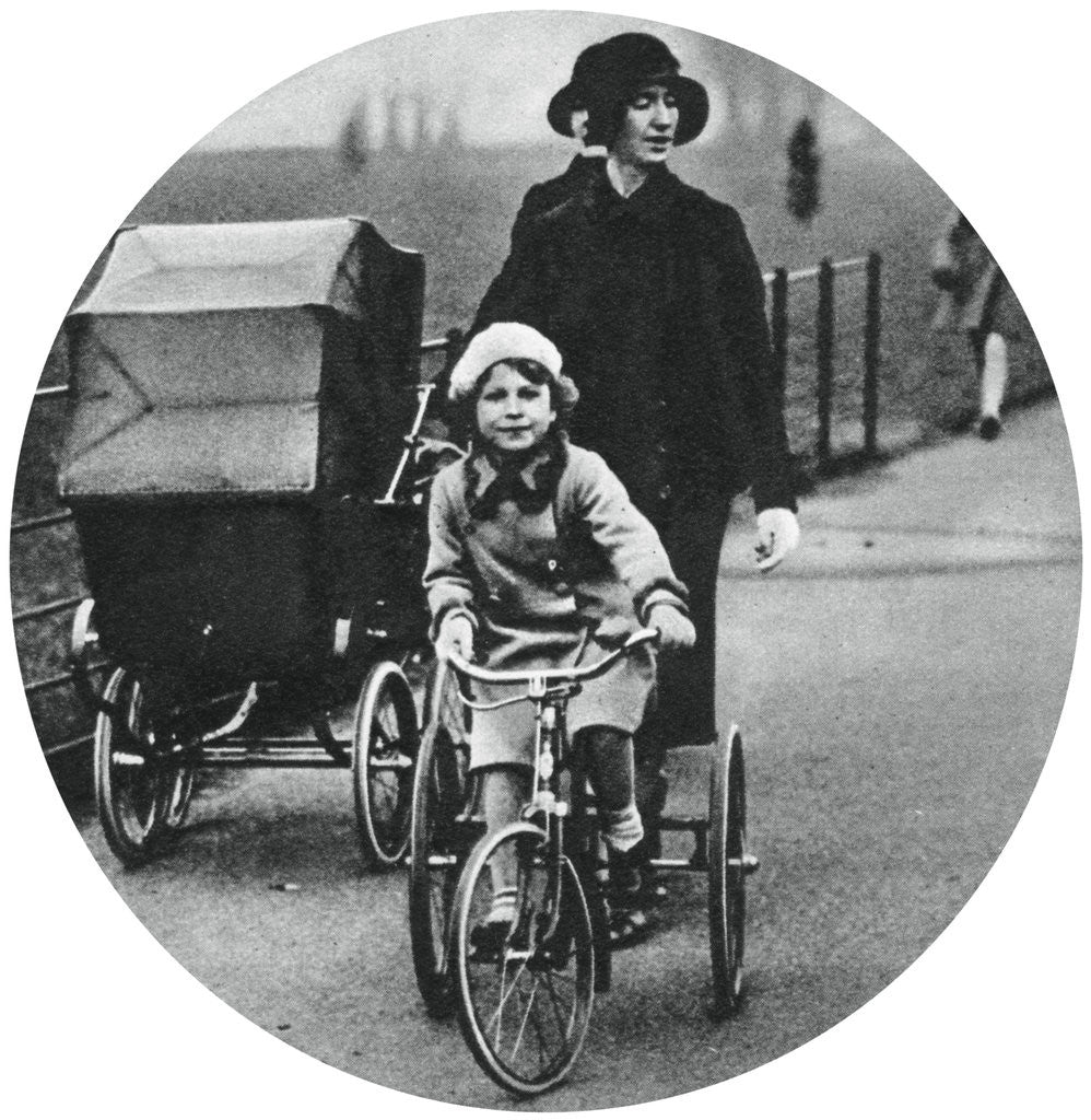Detail of Princess Elizabeth riding a tricycle, March 1932 by Anonymous