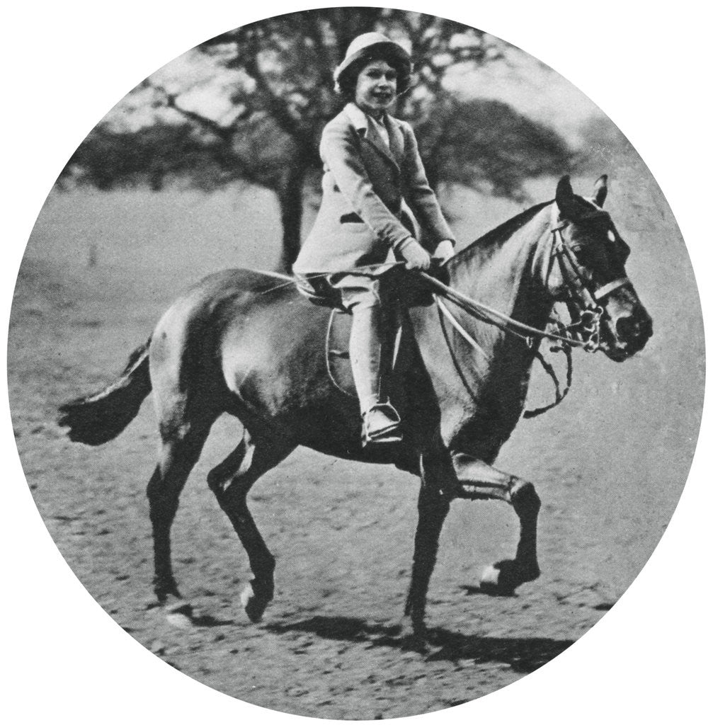 Detail of Princess Elizabeth on horseback, Windsor Great Park by Anonymous